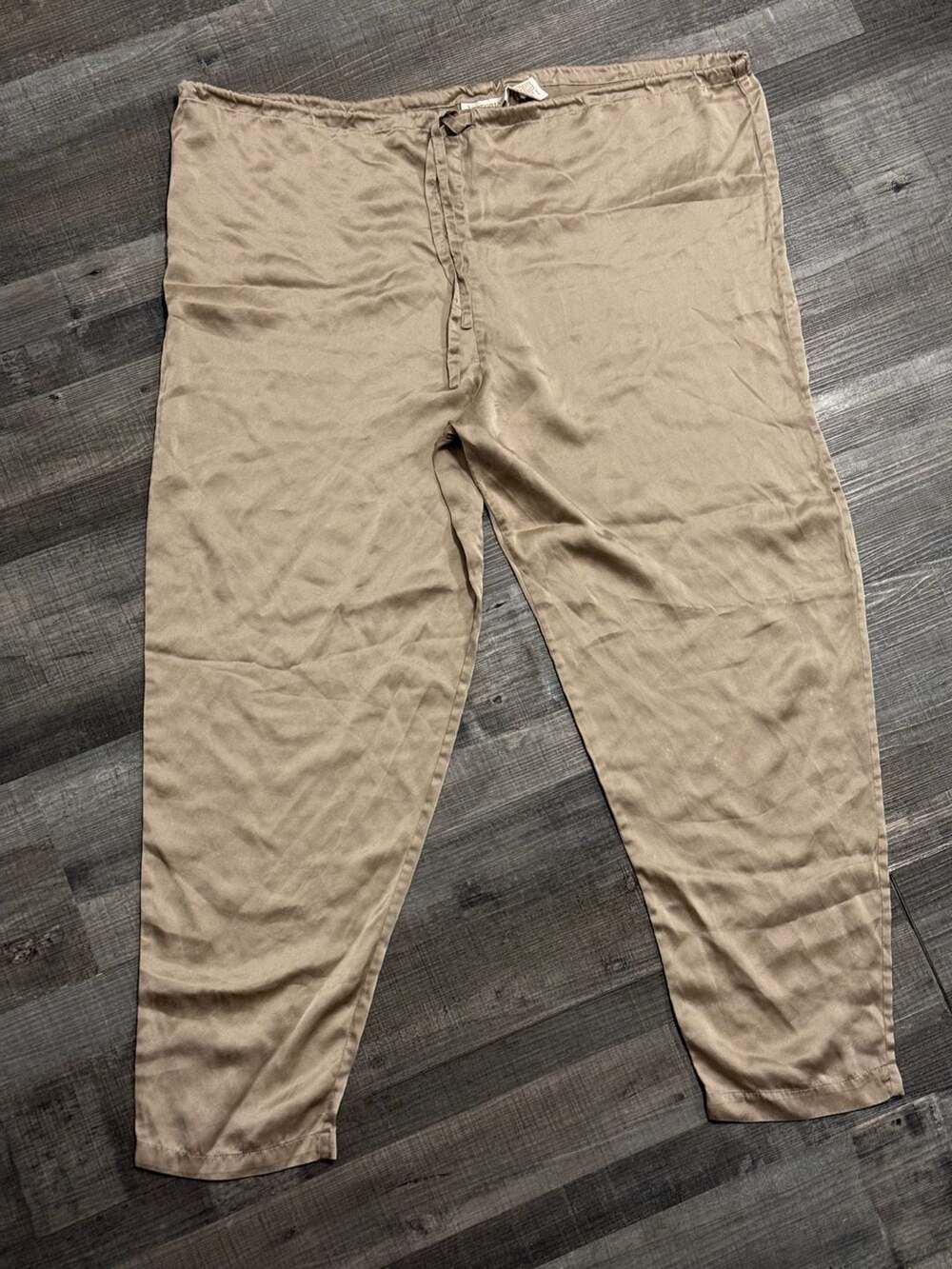 Victoria's Secret 100% Silk Beige Drawstring Lounge Pants